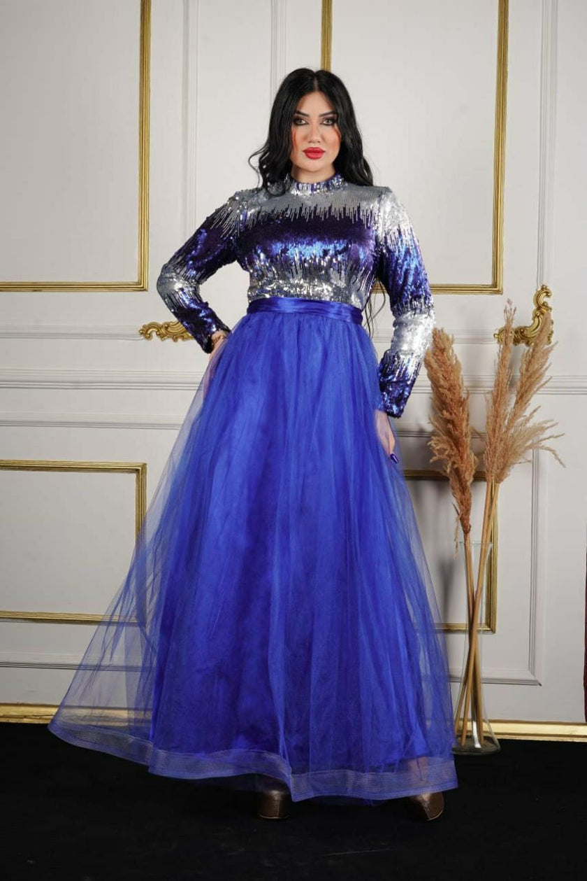 Saphira – Abendkleid mit königsblauen Pailletten